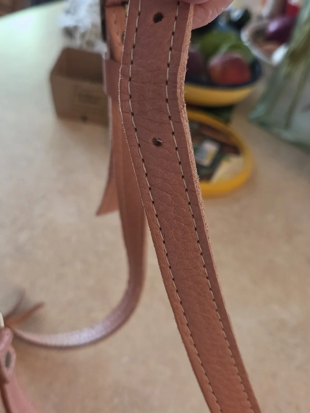 Portland Leather Small Circle Crossbody Bag- Vintage Pink EUC